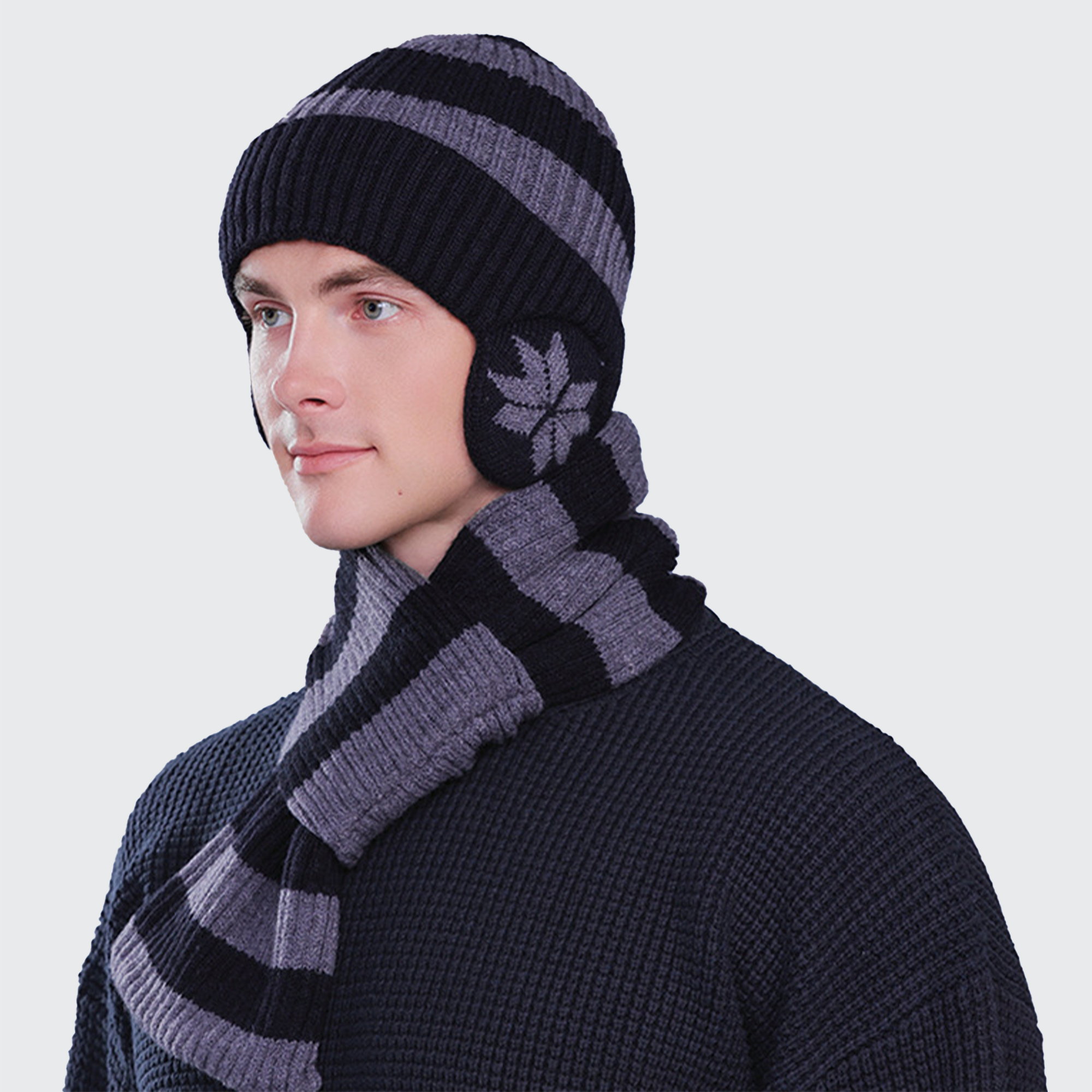 MOUNTAIN RANGE, HAT &amp; SNOWFLAKE SCARF SET