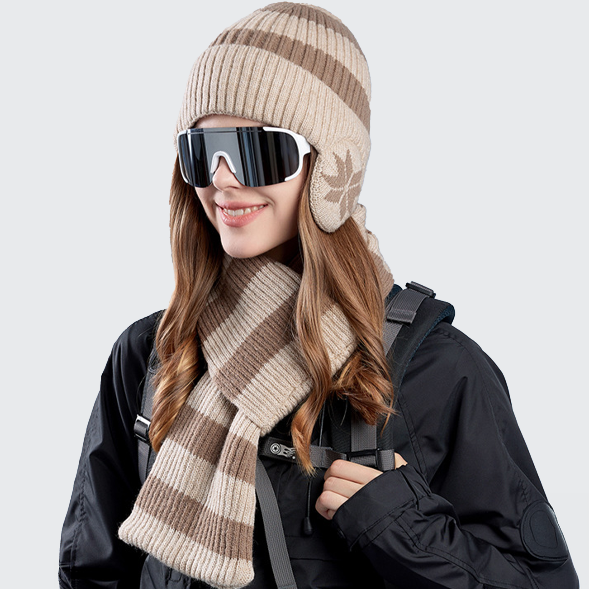 MOUNTAIN RANGE, HAT &amp; SNOWFLAKE SCARF SET