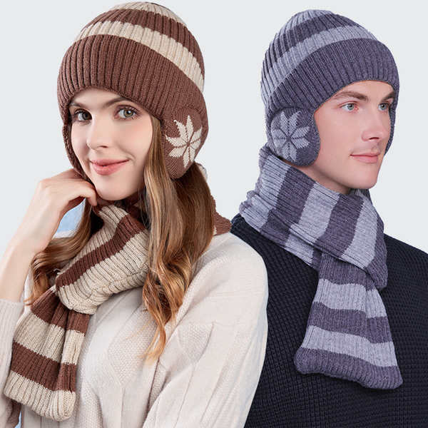 MOUNTAIN RANGE, HAT & SNOWFLAKE SCARF SET
